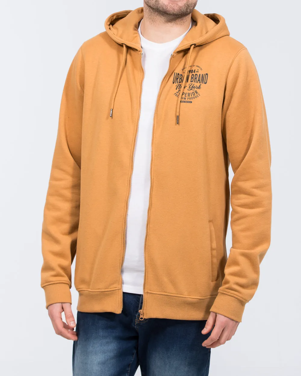 2t Zip Up Tall Printed Hoodie (brown) outside base