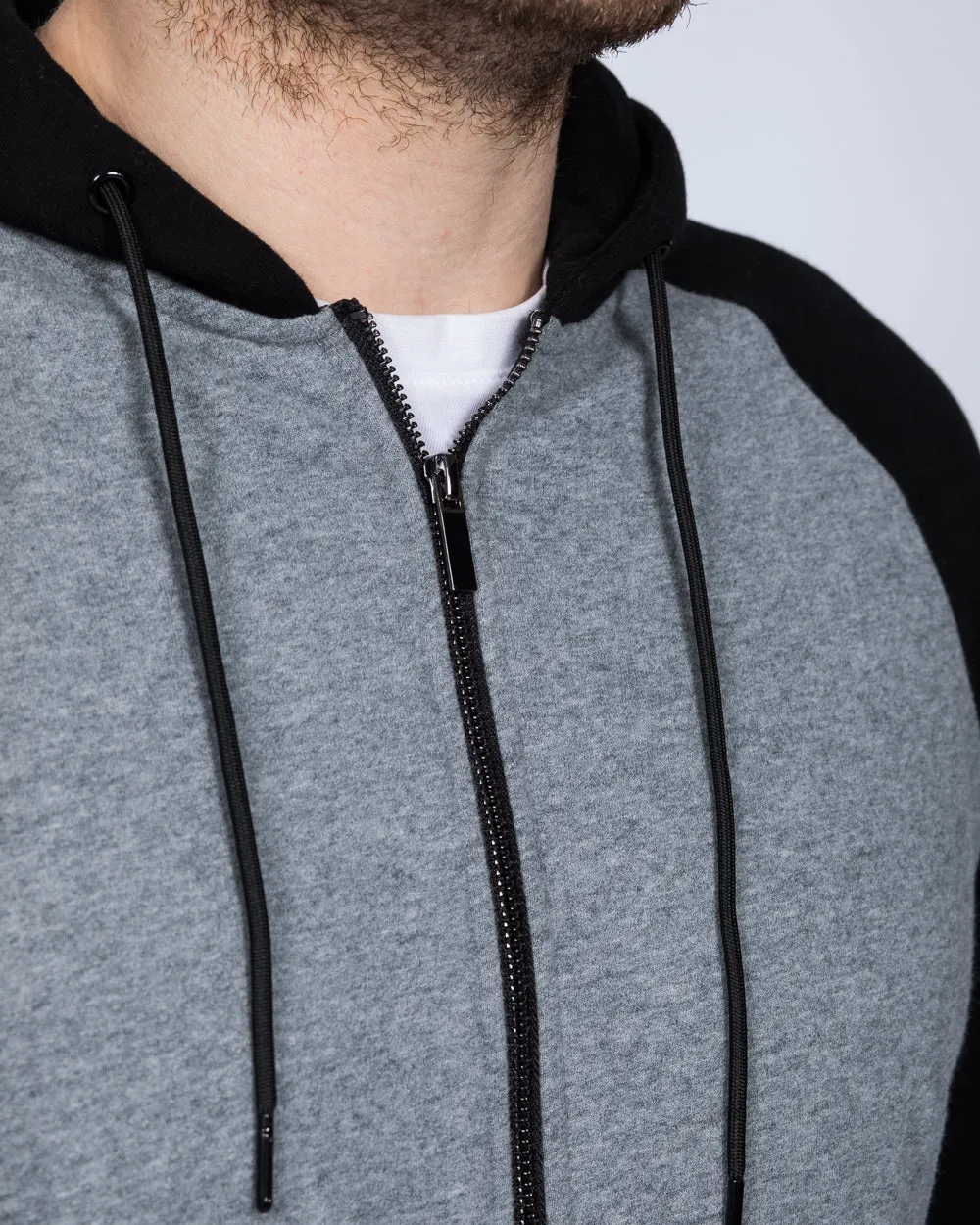 2t Zip Up Tall Riley Raglan Hoodie (charcoal/black) weather soft