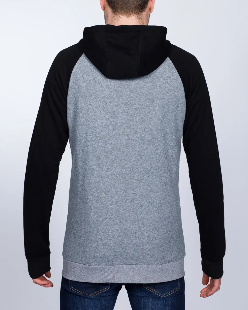 2t Zip Up Tall Riley Raglan Hoodie (charcoal/black) effortless fit