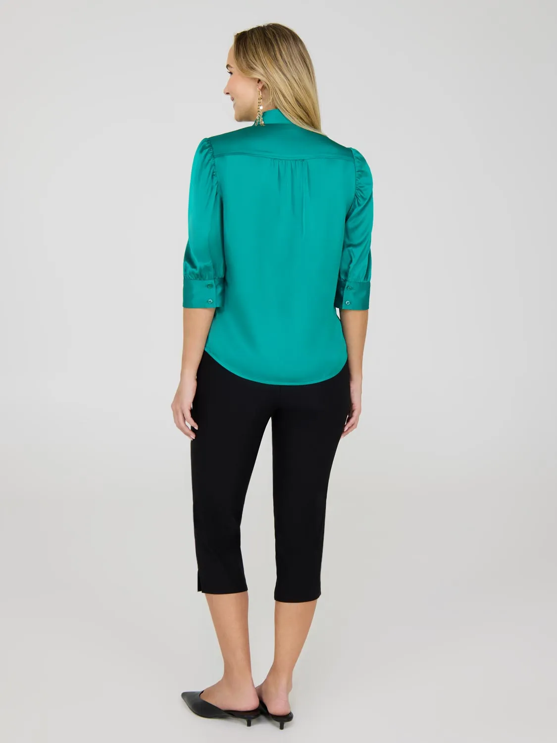3/4 Sleeve Satin Blouse Spring Layer