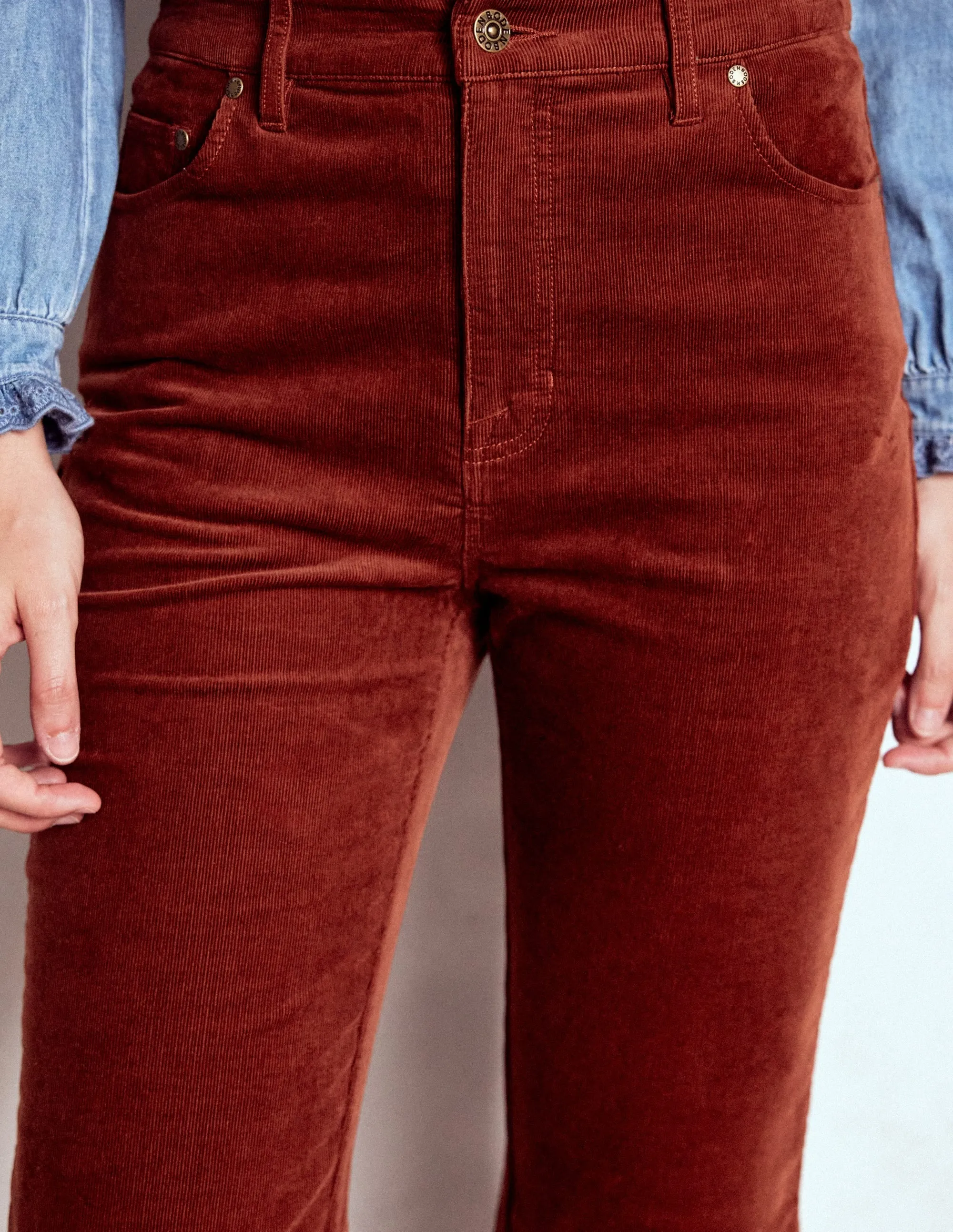 5-Pocket Cord Kick Jeans-Fired Brick soft skin