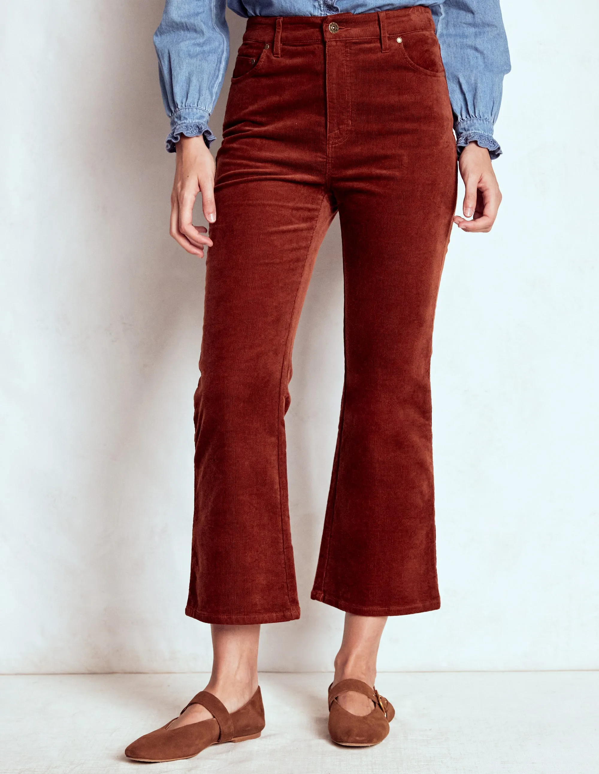 5-Pocket Cord Kick Jeans-Fired Brick casual sport
