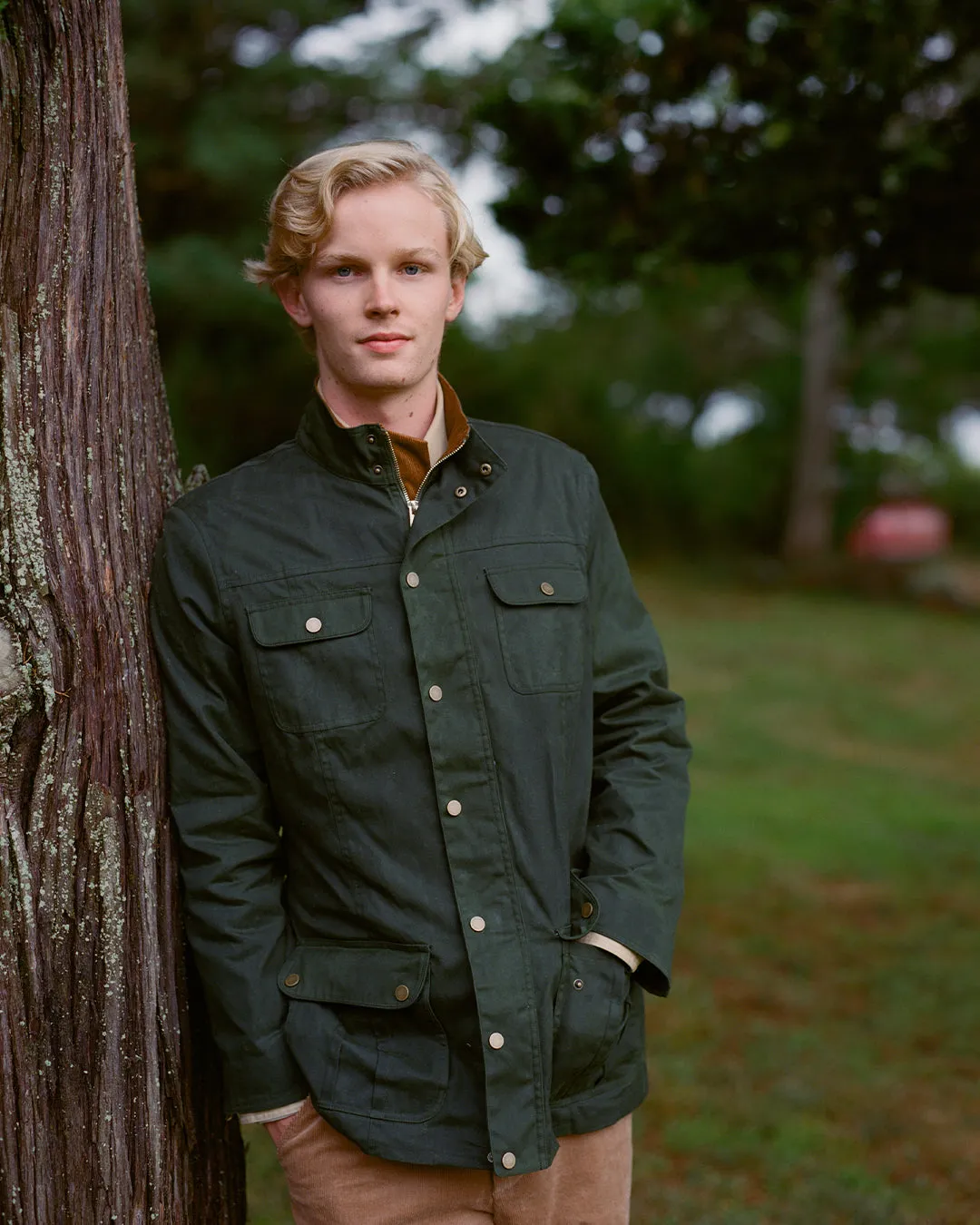 Aberdeen Jacket in Olive Waxed Canvas luxe street edge