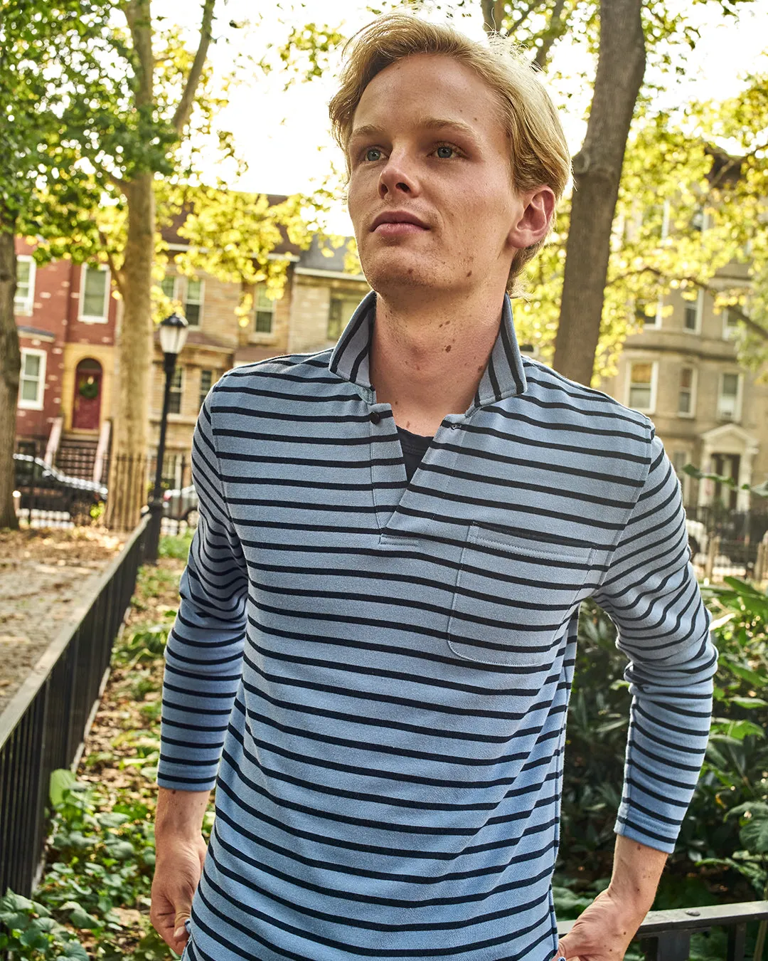 Acadia Polo in Atlantic Blue/Navy Loopback Terry city break