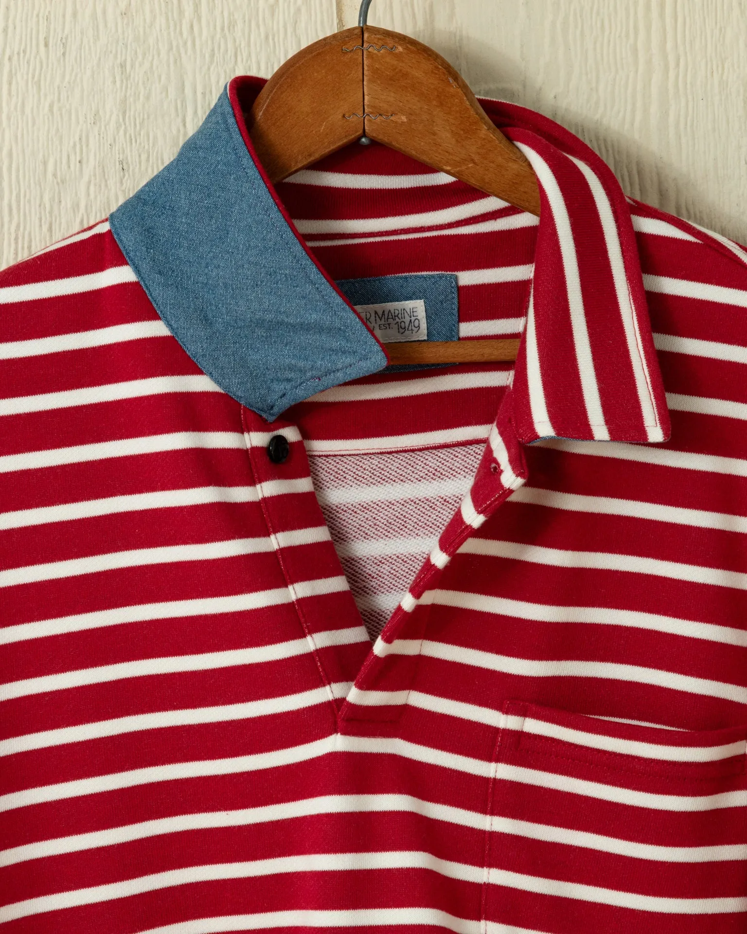 Acadia Polo in Breton Red/Cream Loopback Terry subtle style