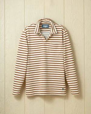 Acadia Polo in Cream/Acorn Loopback Terry refined edge