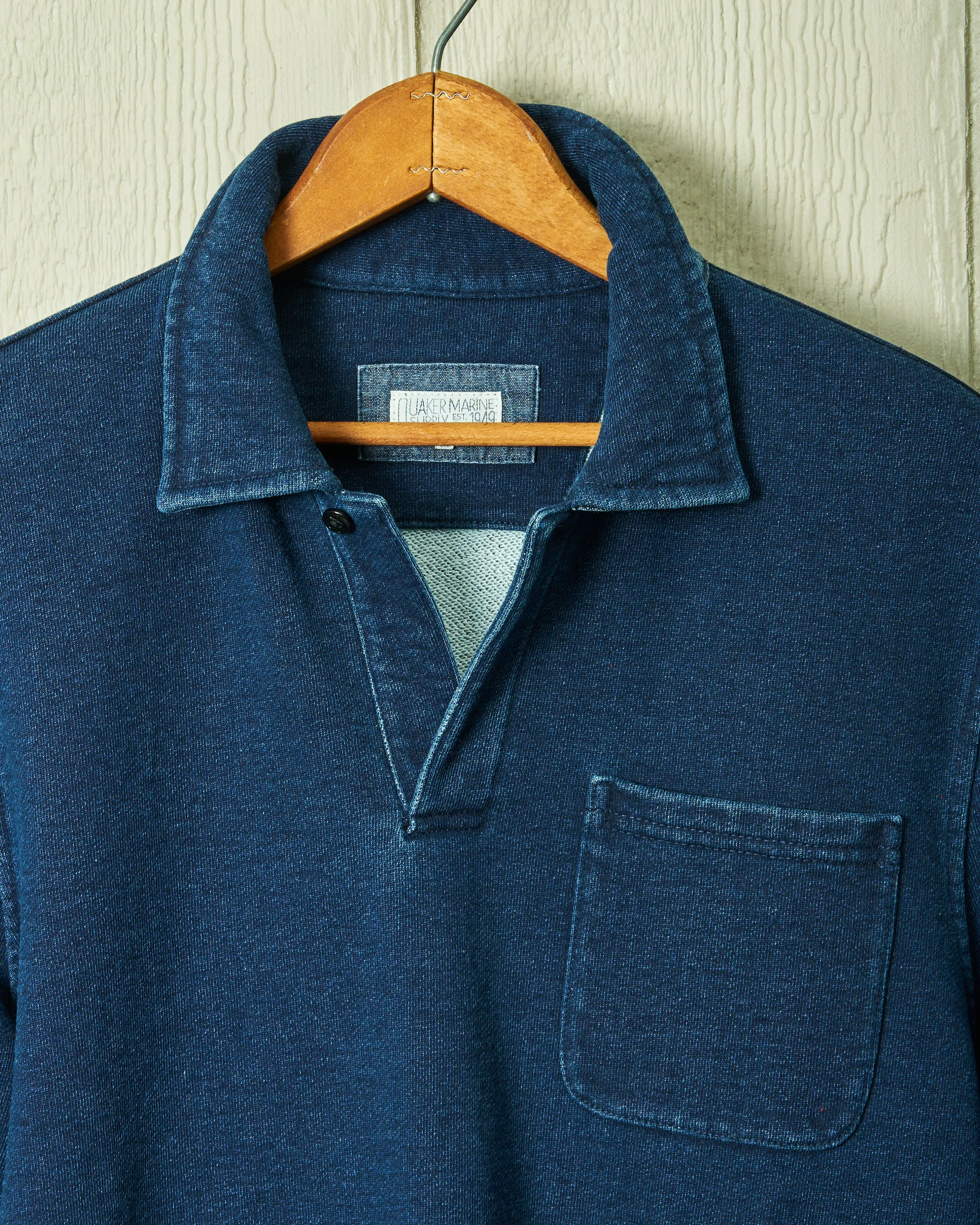 Acadia Polo in Dark Wash Indigo Loopback Terry tidy fit