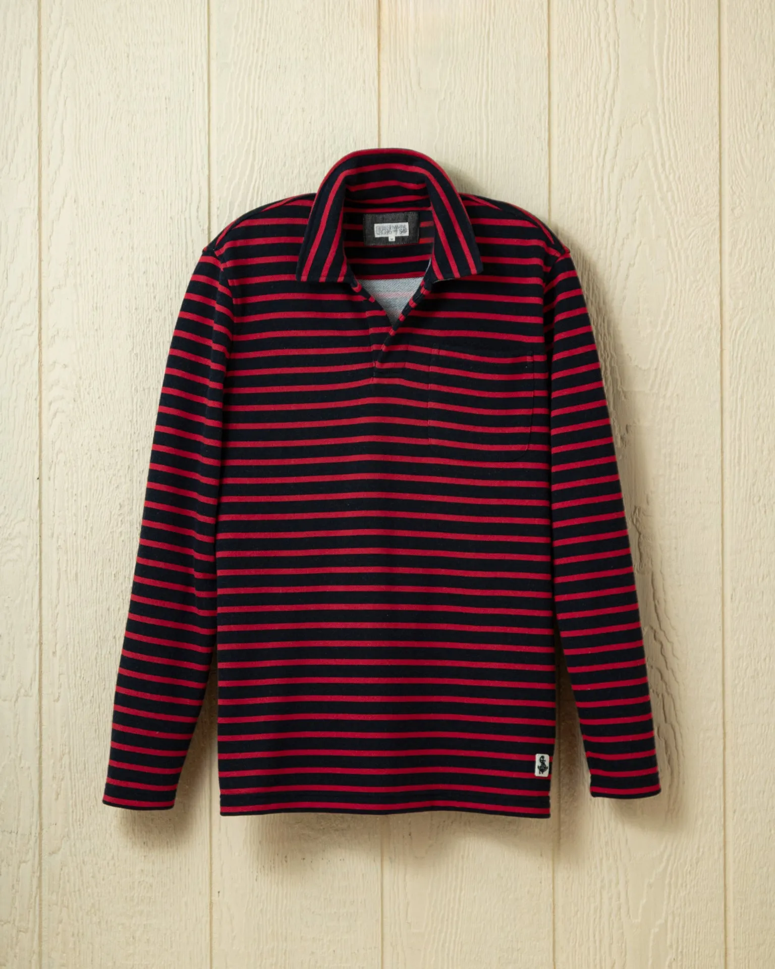 Acadia Polo in Navy/Breton Red Loopback Terry brunch date