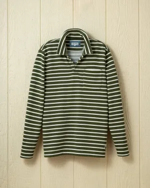 Acadia Polo in Olive/Cream Loopback Terry rest fit