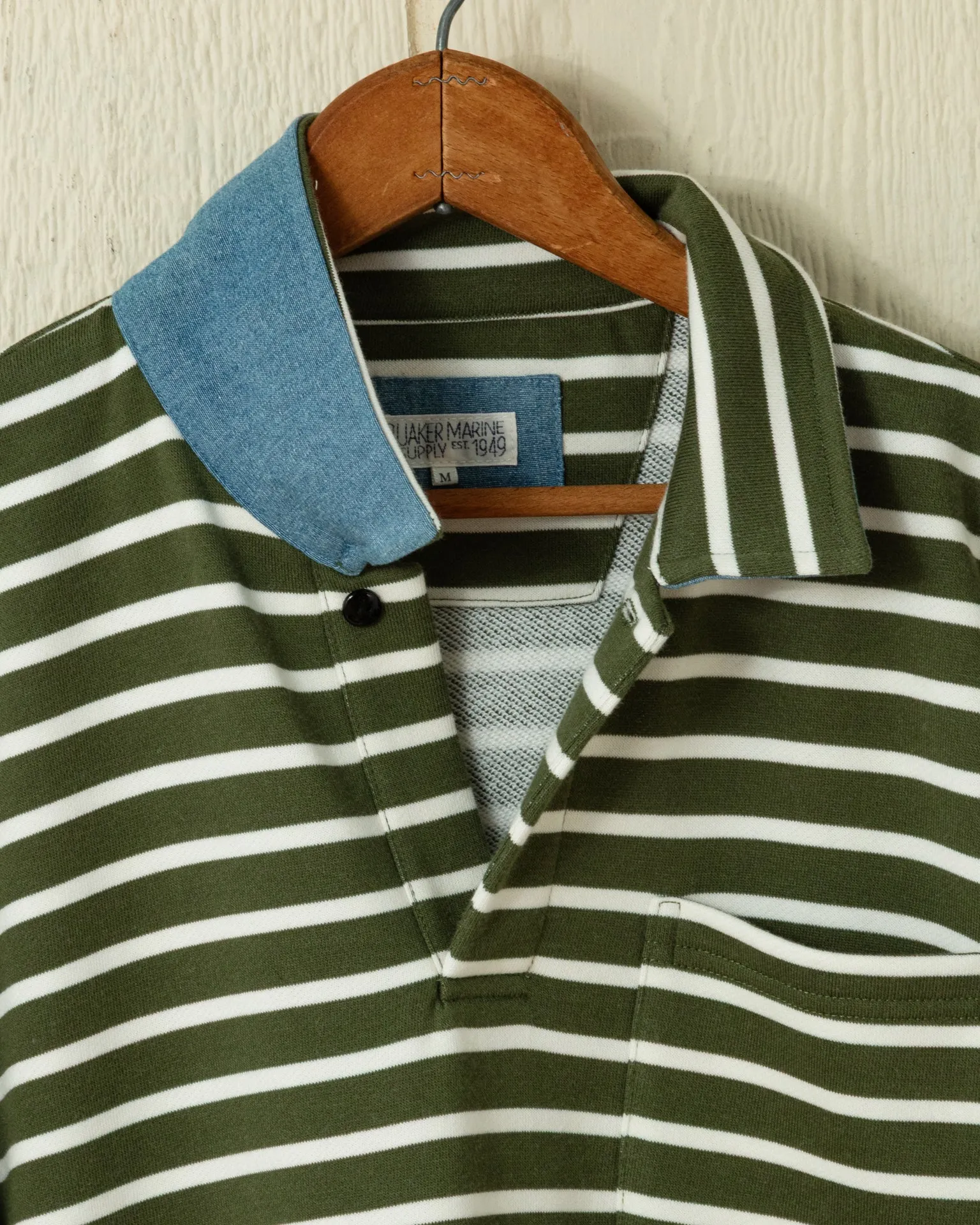Acadia Polo in Olive/Cream Loopback Terry smooth flow