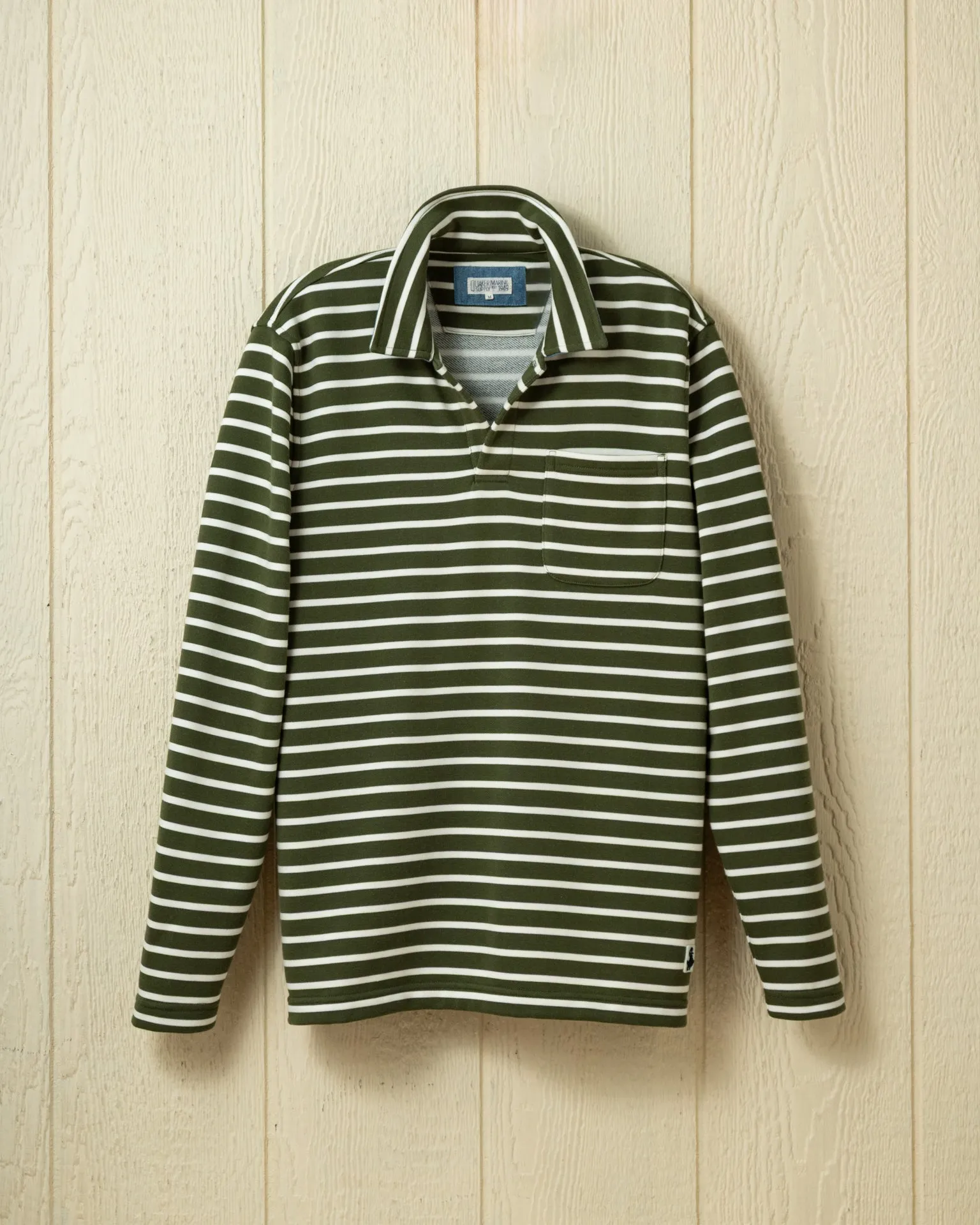 Acadia Polo in Olive/Cream Loopback Terry rest fit