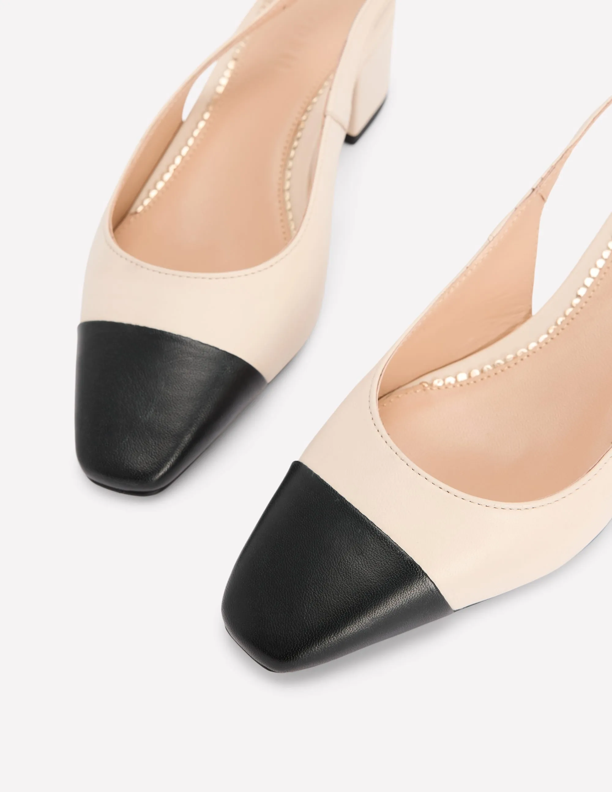 Ailsa Block Heel Slingbacks-Ecru nimble walk
