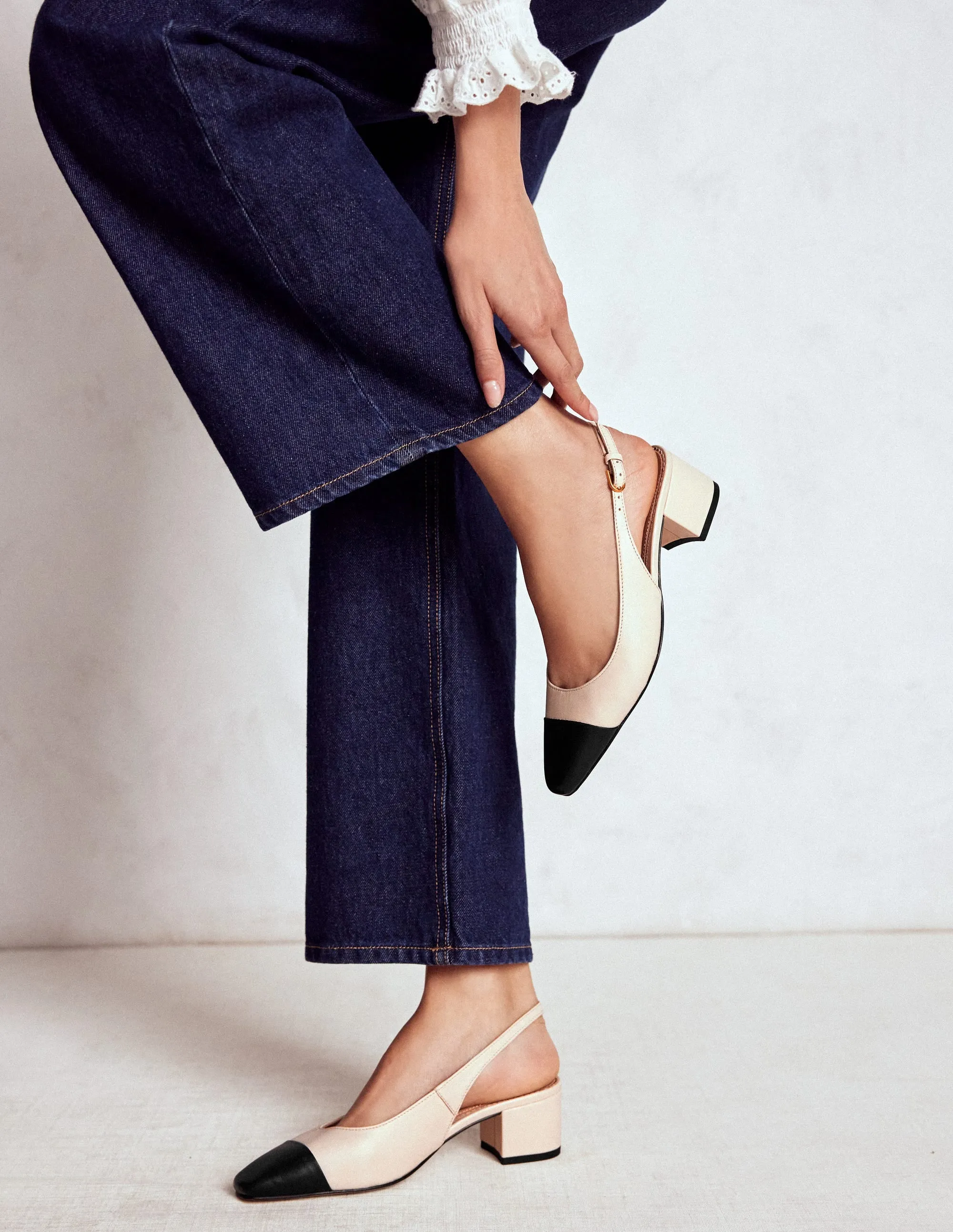 Ailsa Block Heel Slingbacks-Ecru personal expression