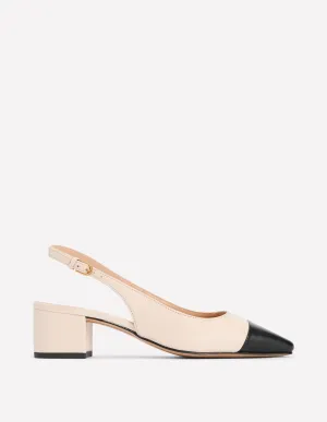 Ailsa Block Heel Slingbacks-Ecru soft leather