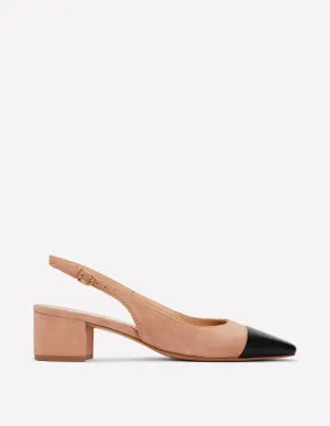 Ailsa Block Heel Slingbacks-Latte Suede fashion element