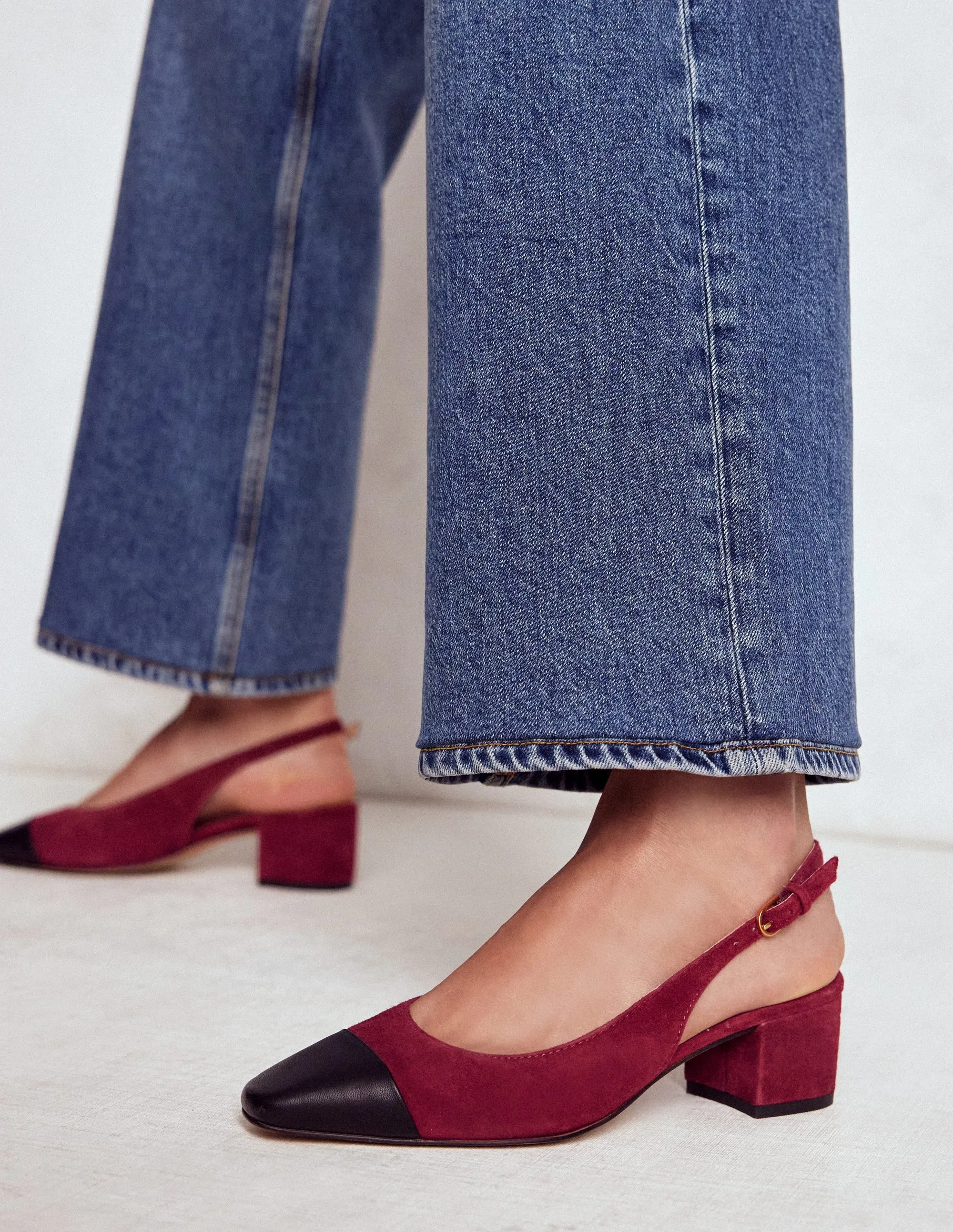 Ailsa Block Heel Slingbacks-Oxblood pressure relief