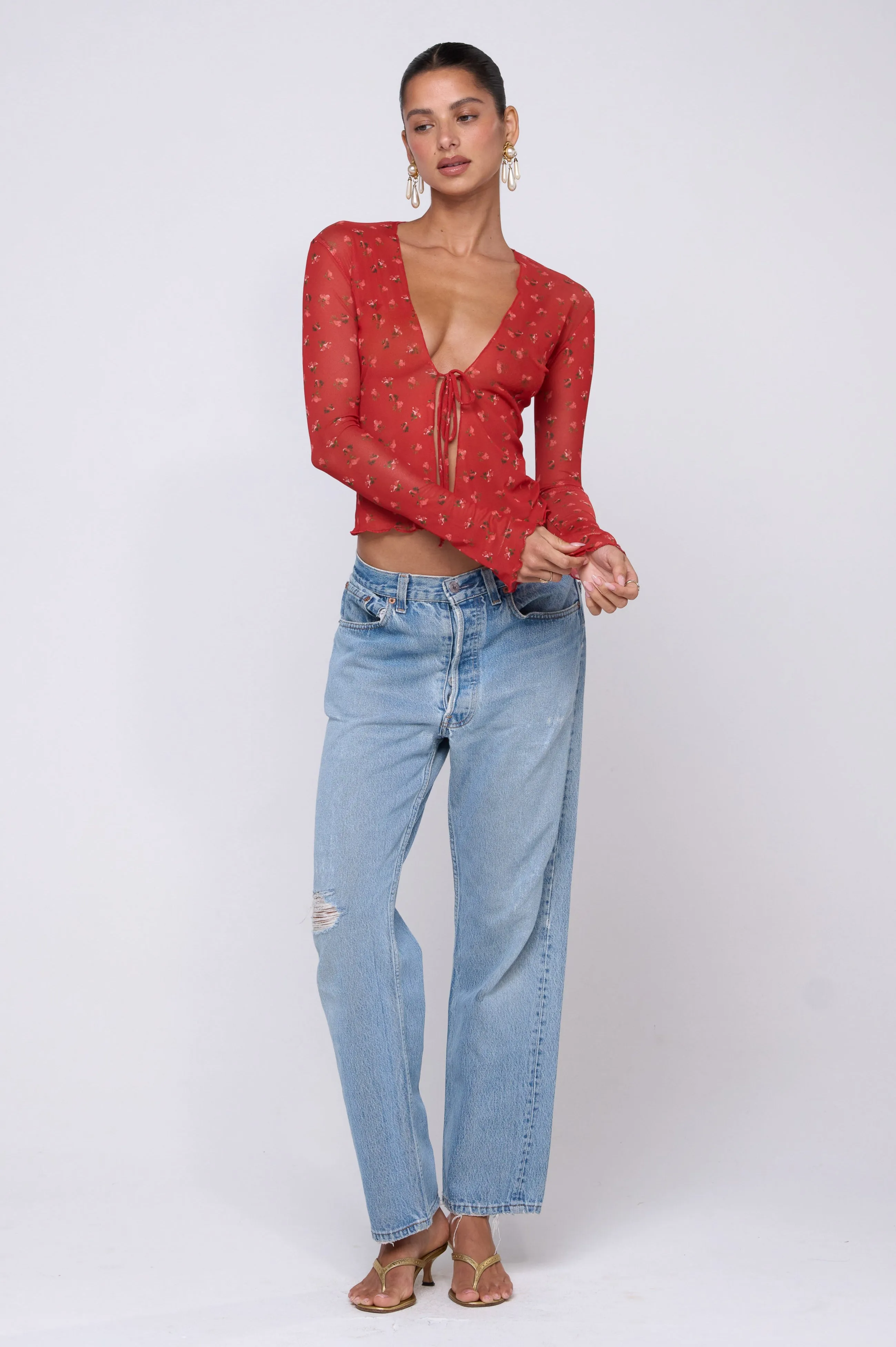 Aliyah Mesh Top in Cayenne summer essentials