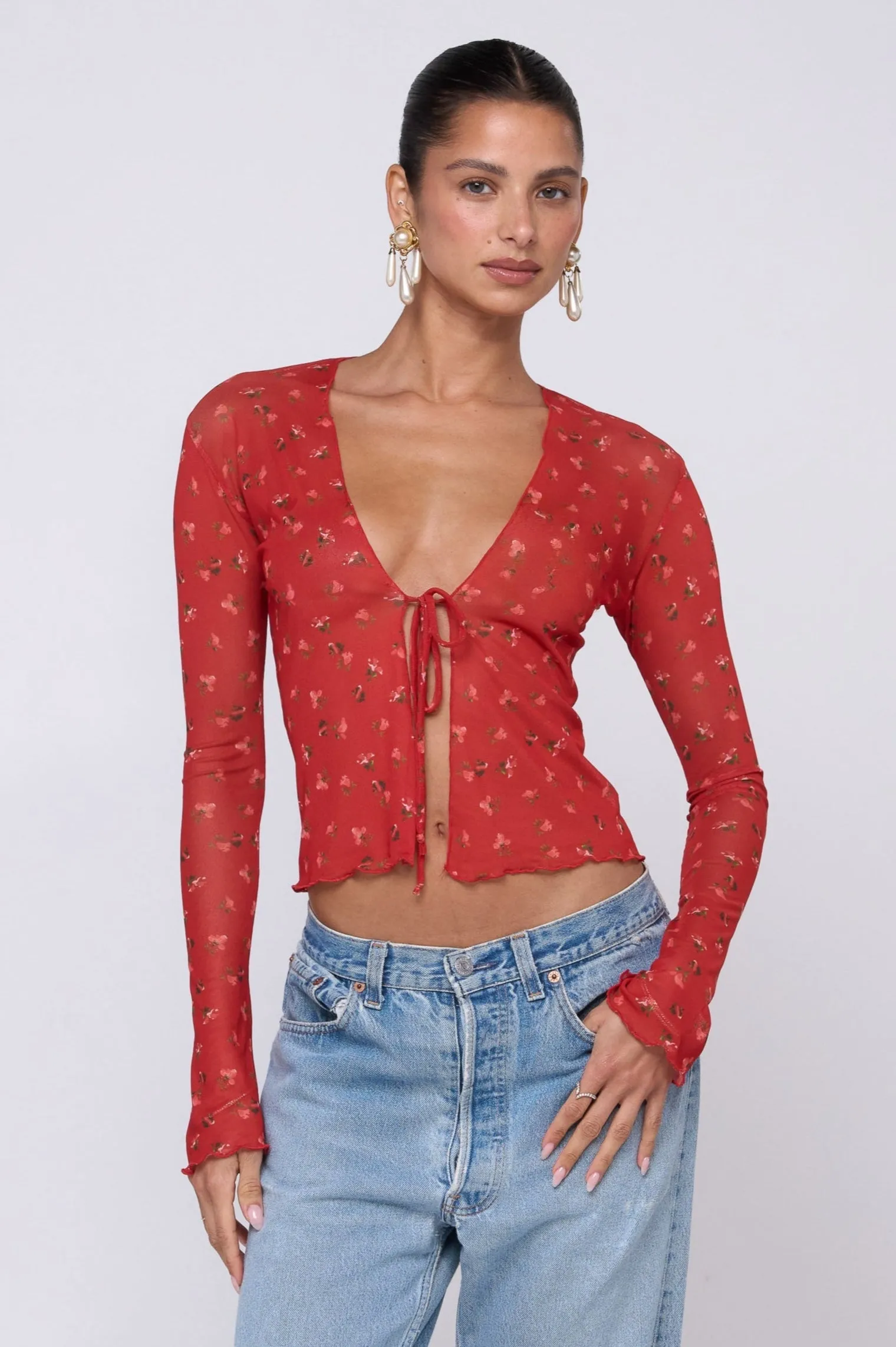 Aliyah Mesh Top in Cayenne soft hues