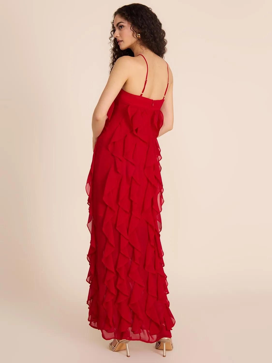Allover Chiffon Ruffle Gown soft touch