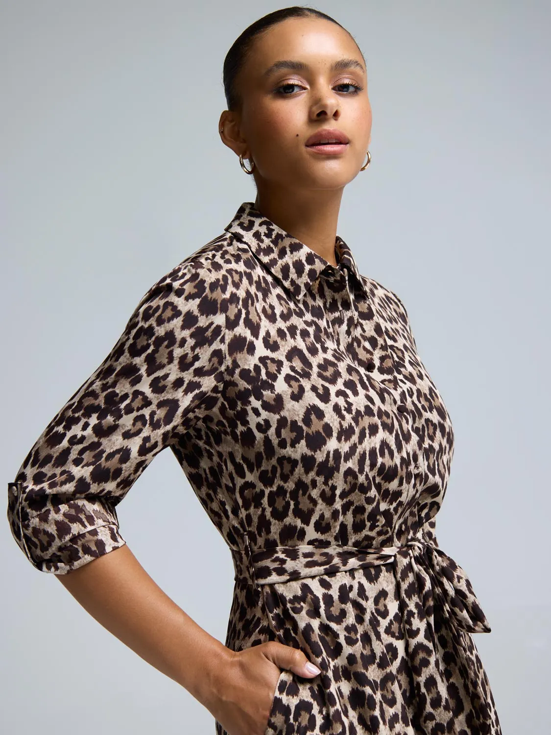 Animal Print Midi Shirt Dress modern vibe