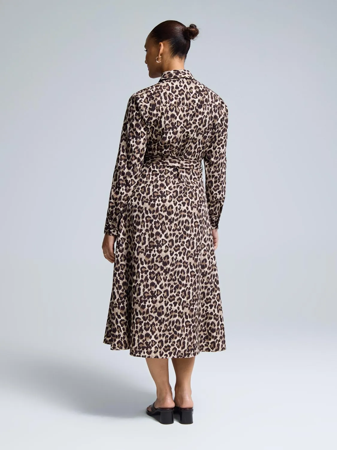 Animal Print Midi Shirt Dress ethnic feature