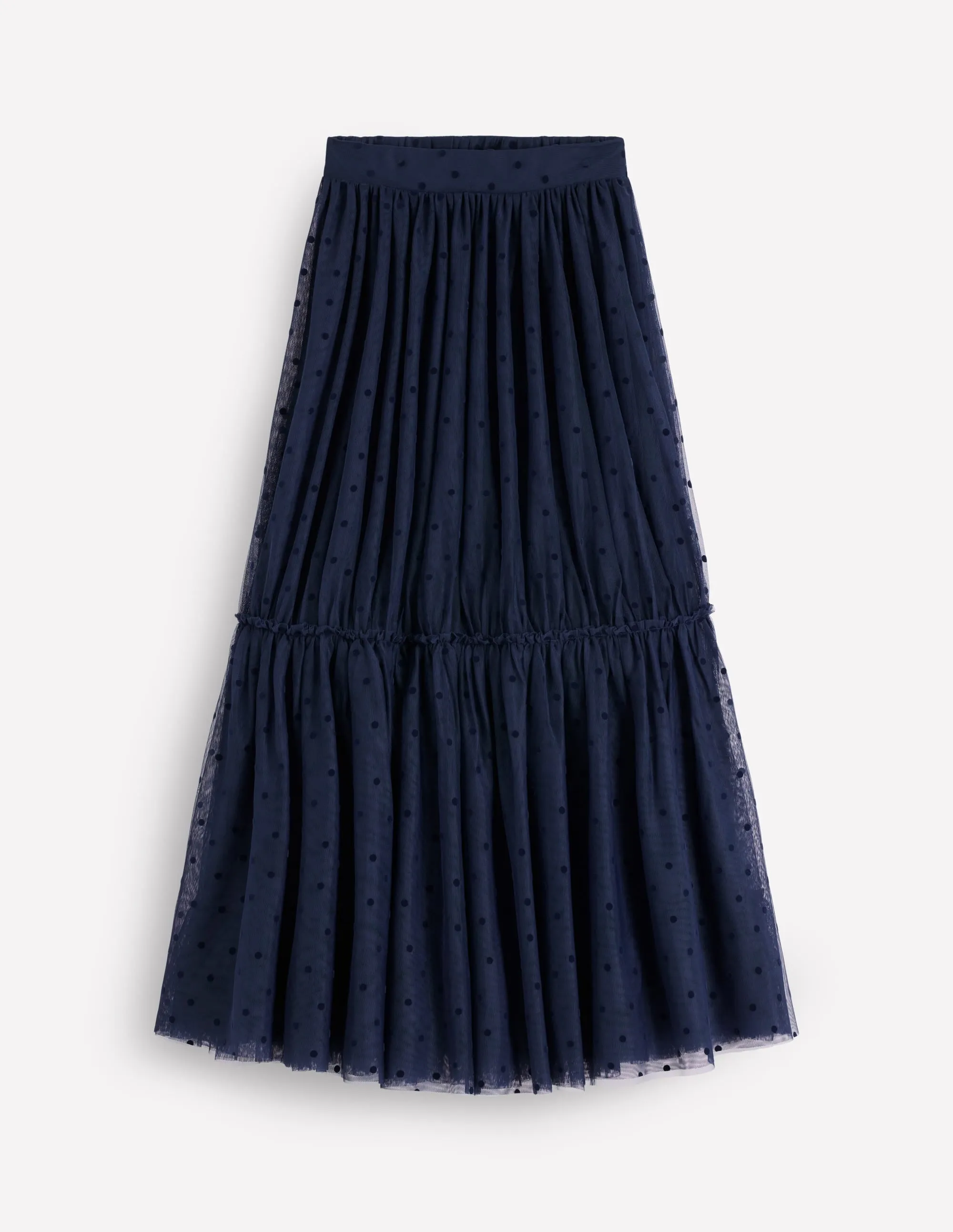 Anna Tulle Midi Skirt-Navy Flocked Spot female exclusive