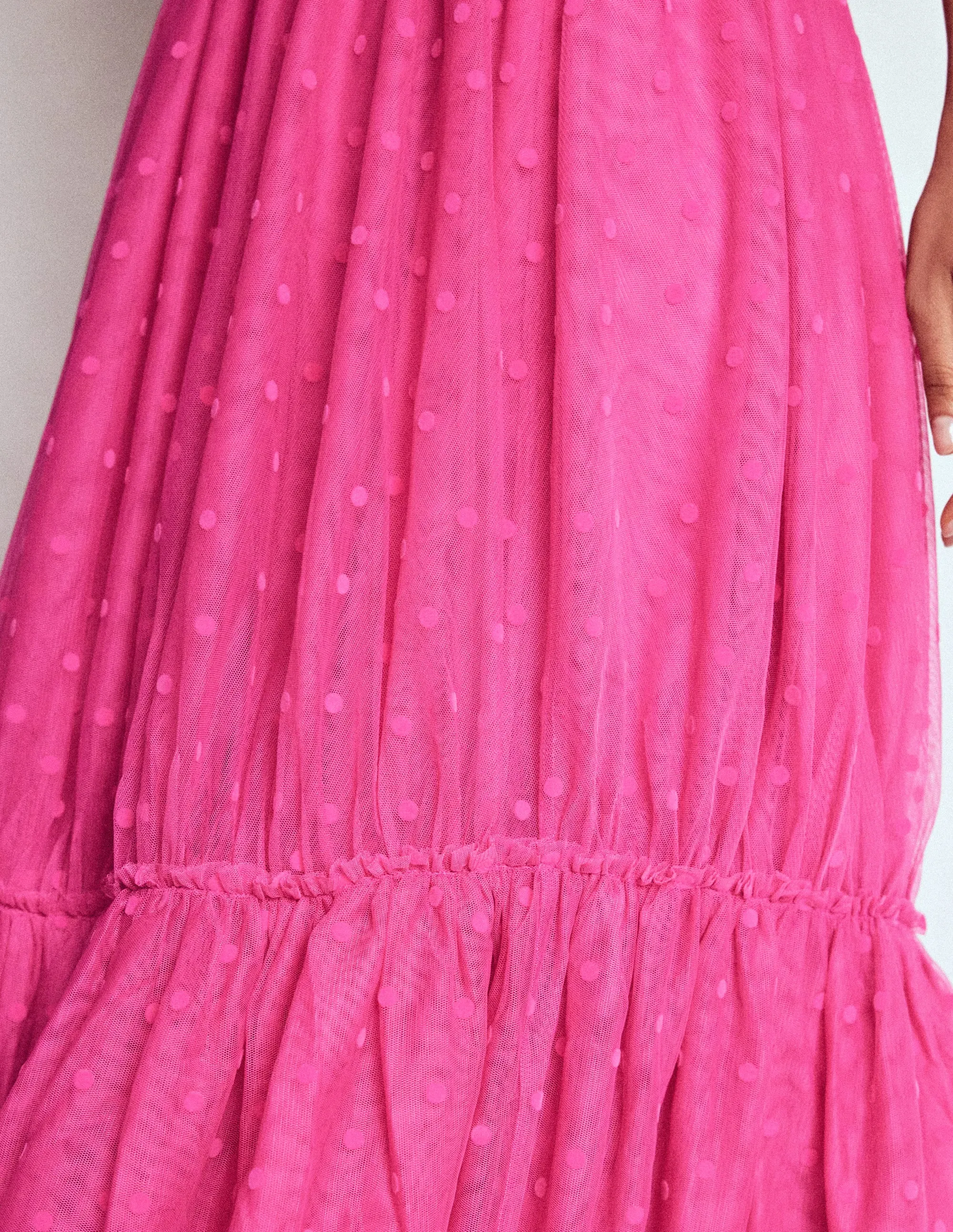 Anna Tulle Midi Skirt-Pink Flocked Spot comfy light