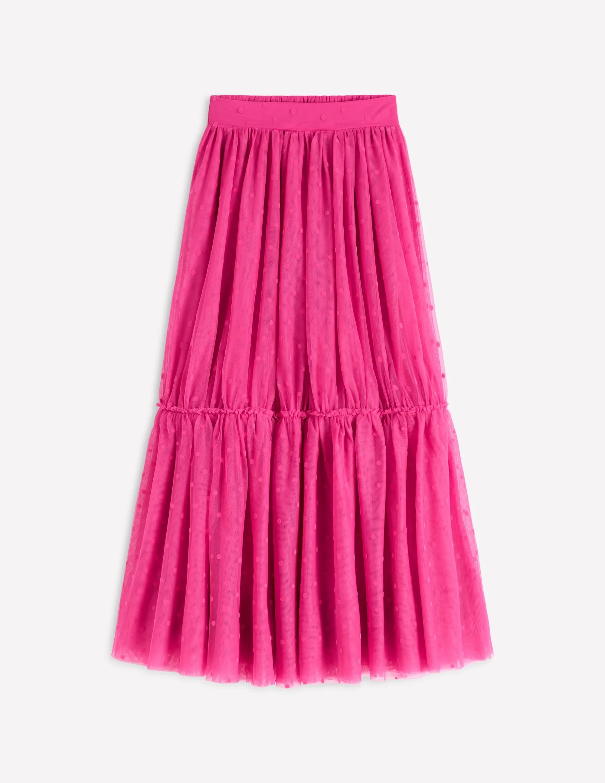 Anna Tulle Midi Skirt-Pink Flocked Spot skin soft