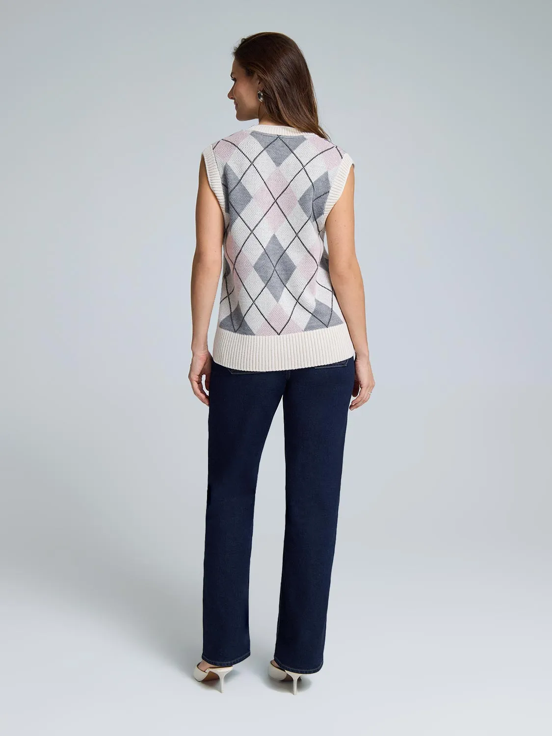 Argyle Wool Button-Front Sweater Vest all match