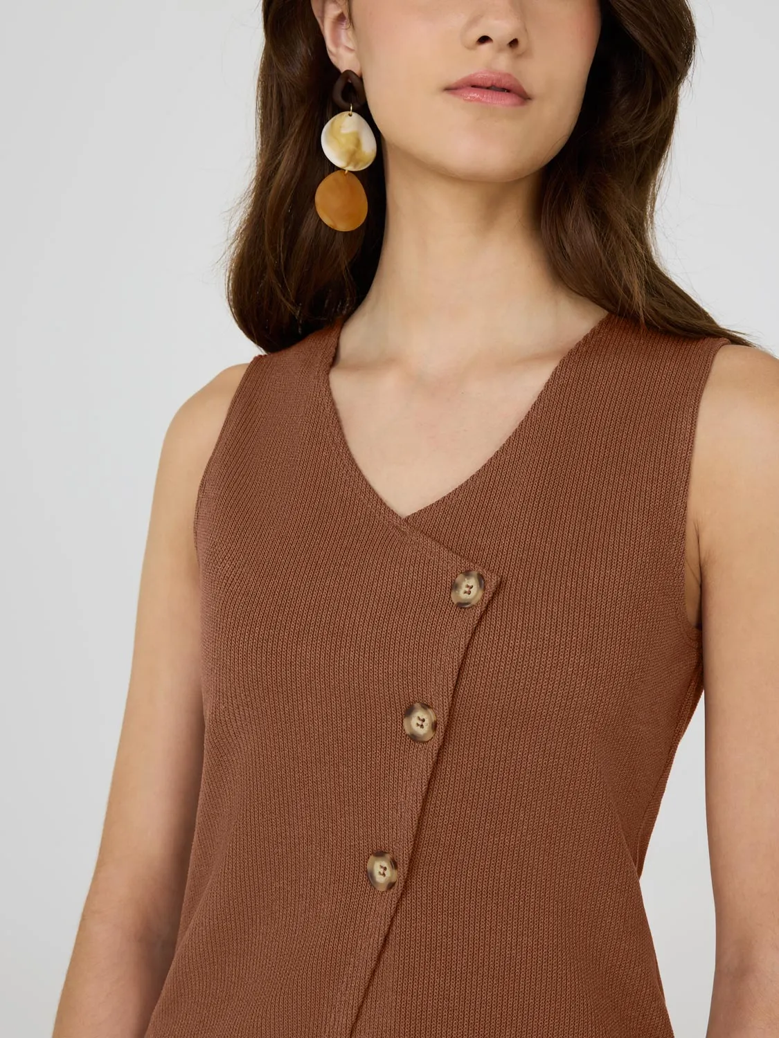 Asymmetrical Button-Front Sweater Vest modern staple