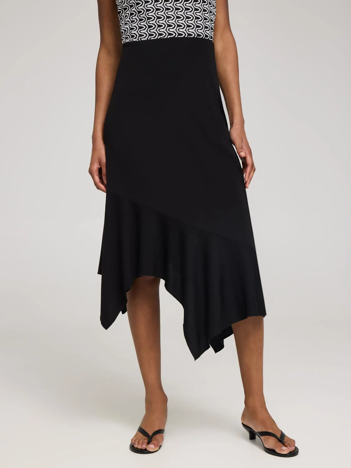 Asymmetrical Hem Midi Skirt skin touch