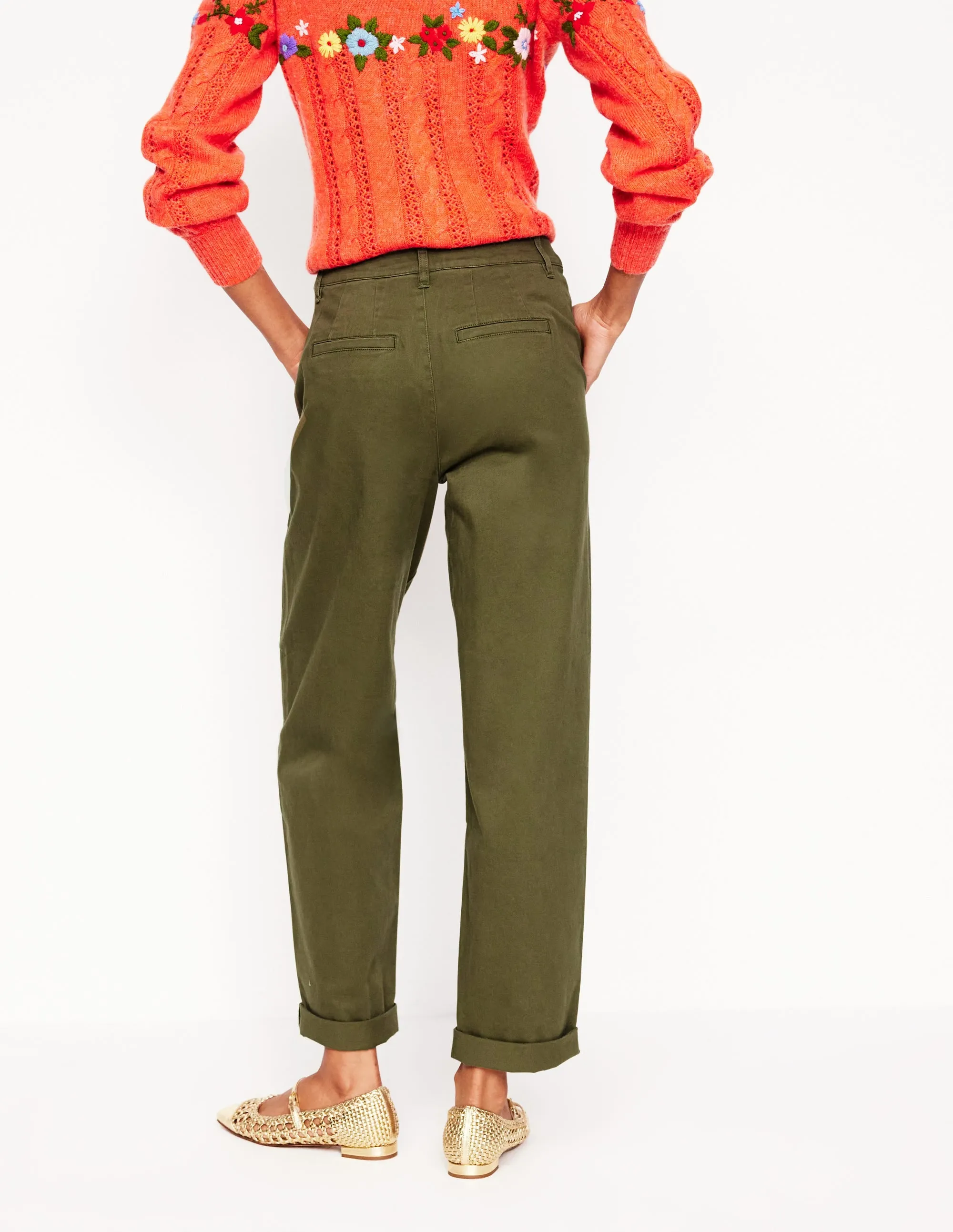 Barnsbury Chino Trousers-Woodland Green date night