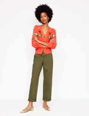 Barnsbury Chino Trousers-Woodland Green full length