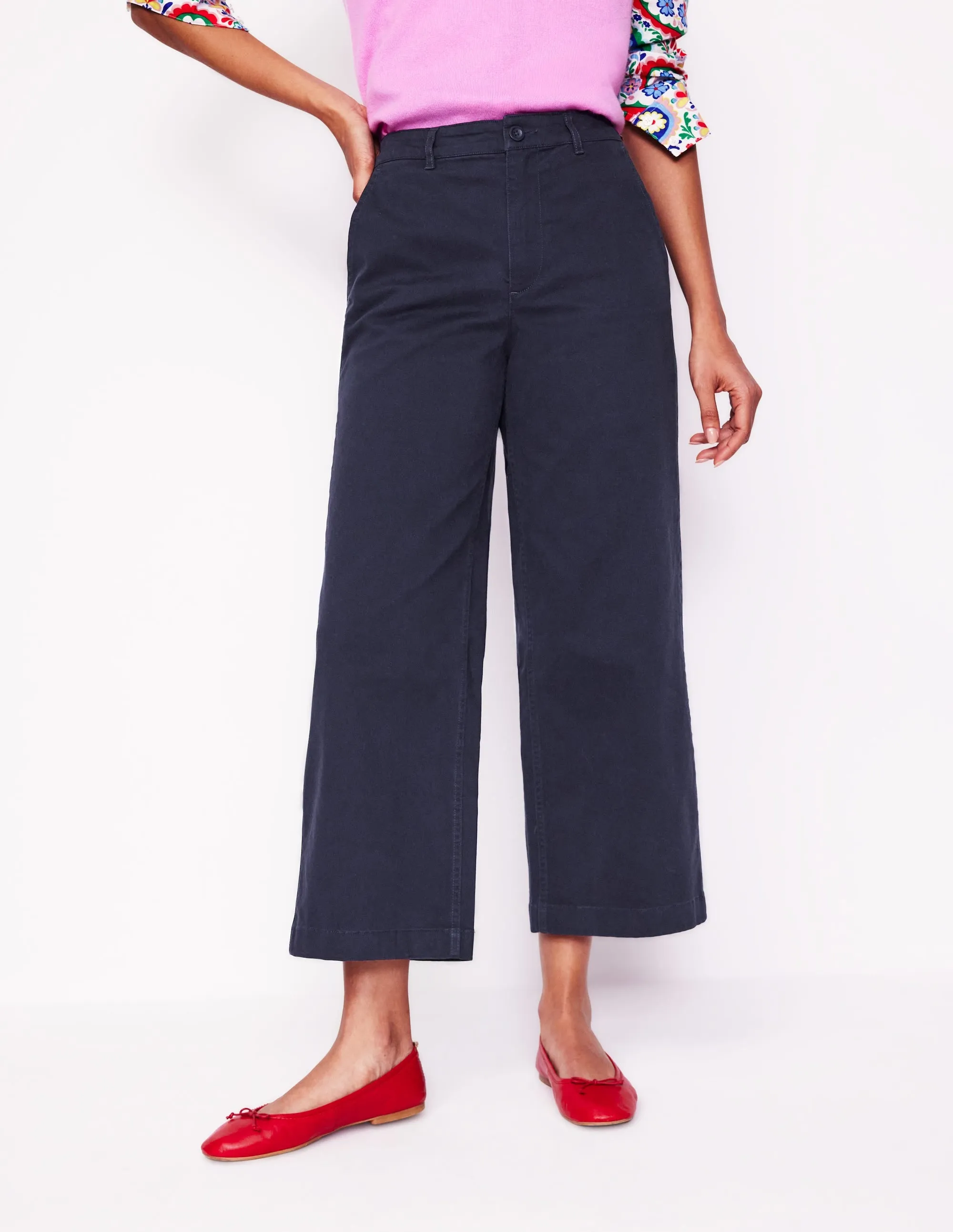 Barnsbury Crop Chino Trousers-Navy everyday staple