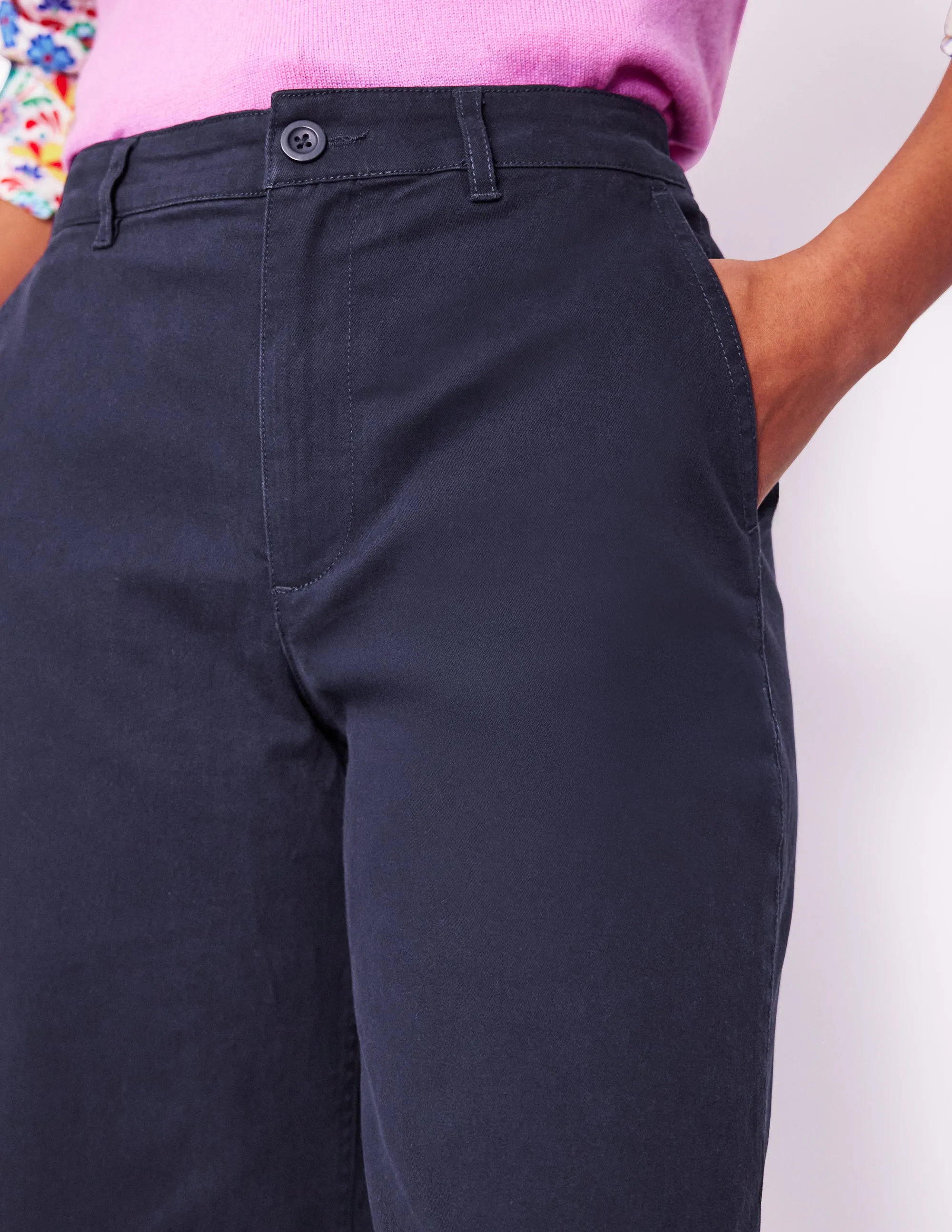 Barnsbury Crop Chino Trousers-Navy relaxed silhouette