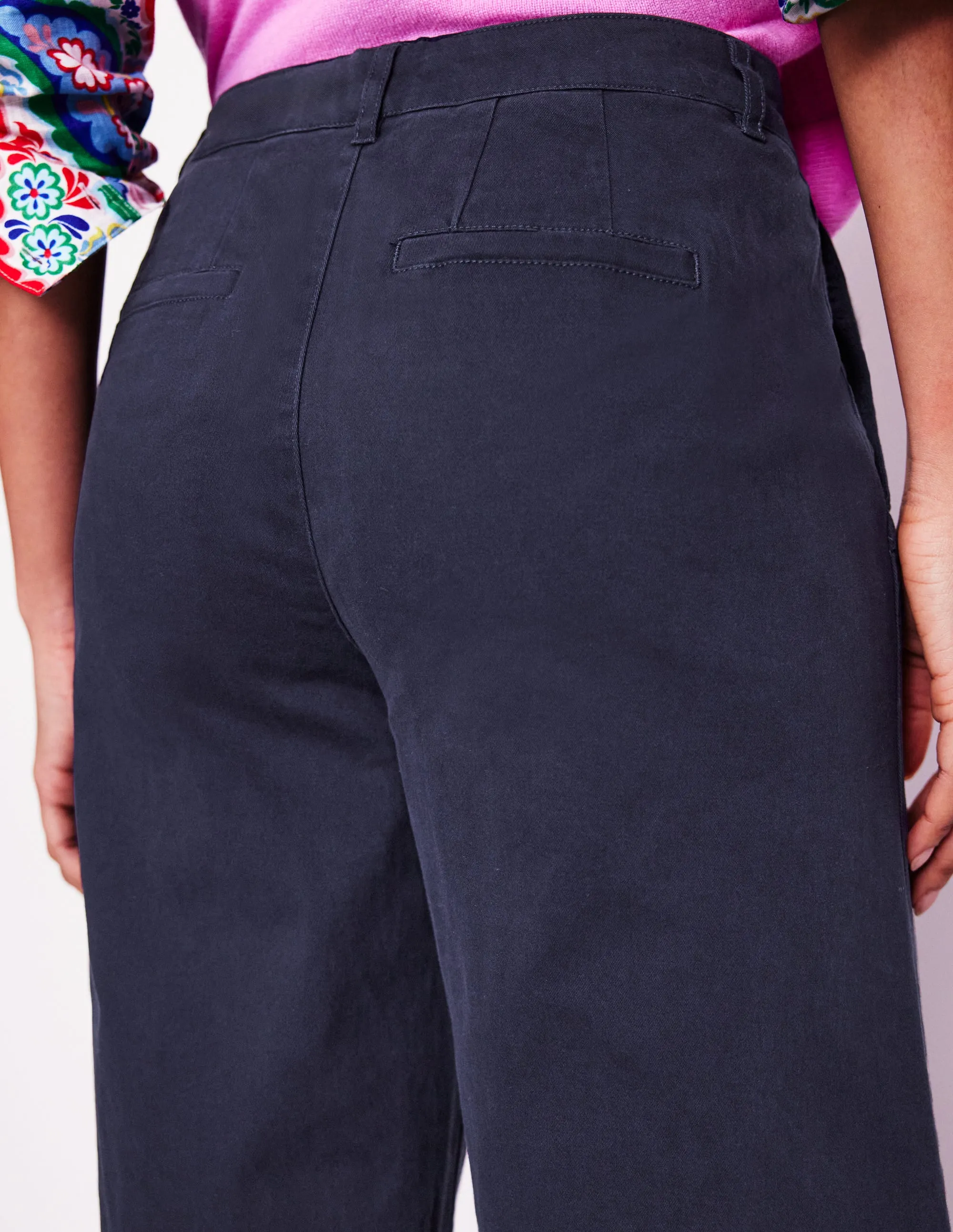 Barnsbury Crop Chino Trousers-Navy breathable mesh