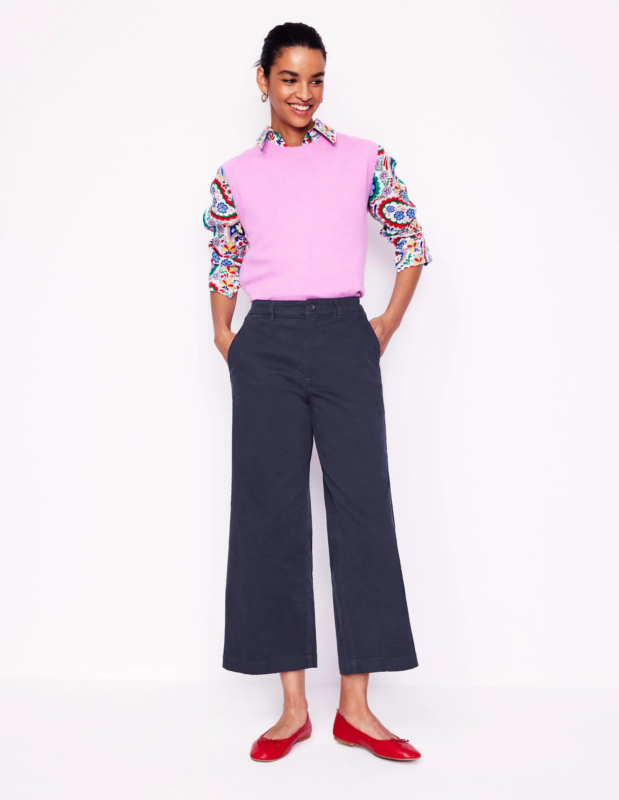 Barnsbury Crop Chino Trousers-Navy versatile piece