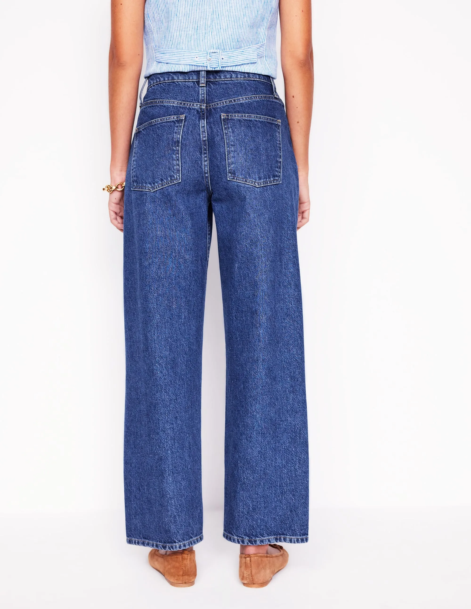 Barrel Leg Jeans-Mid Vintage matte texture