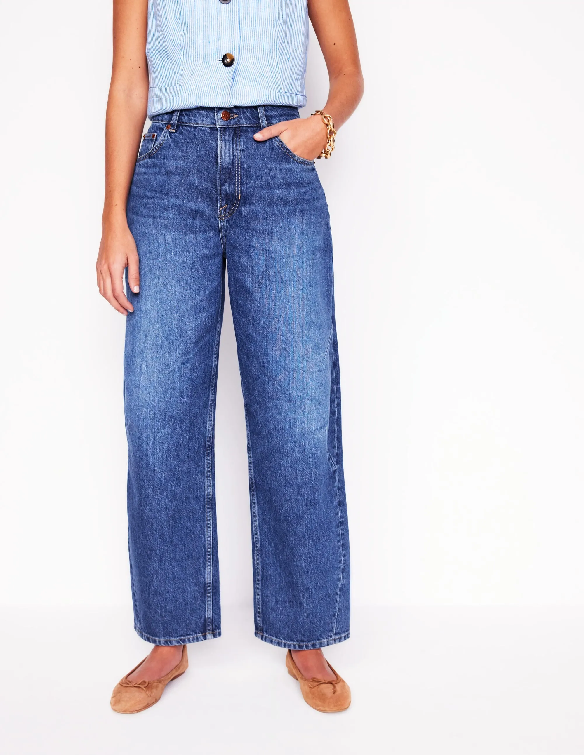 Barrel Leg Jeans-Mid Vintage texture upgrade