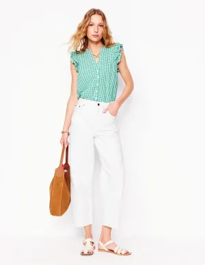Barrel Leg Jeans-White detail highlight