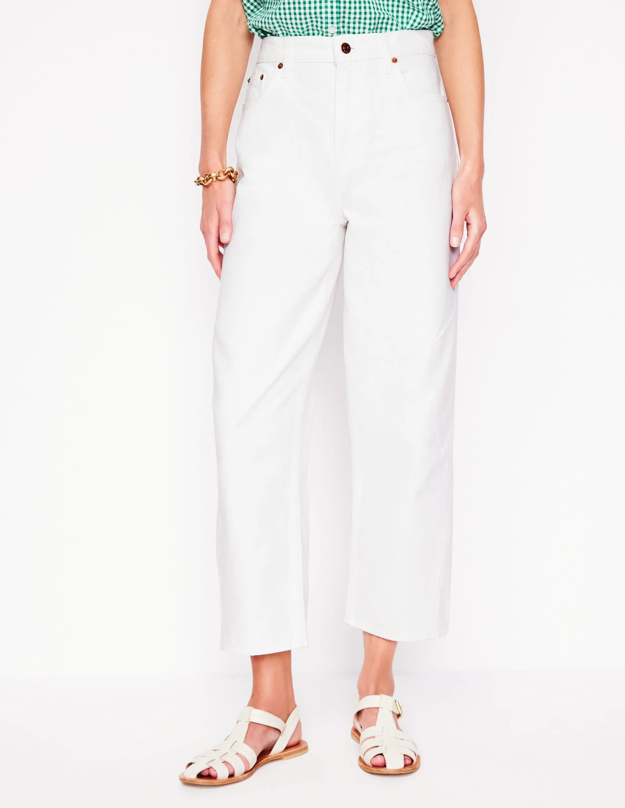 Barrel Leg Jeans-White versatile tool