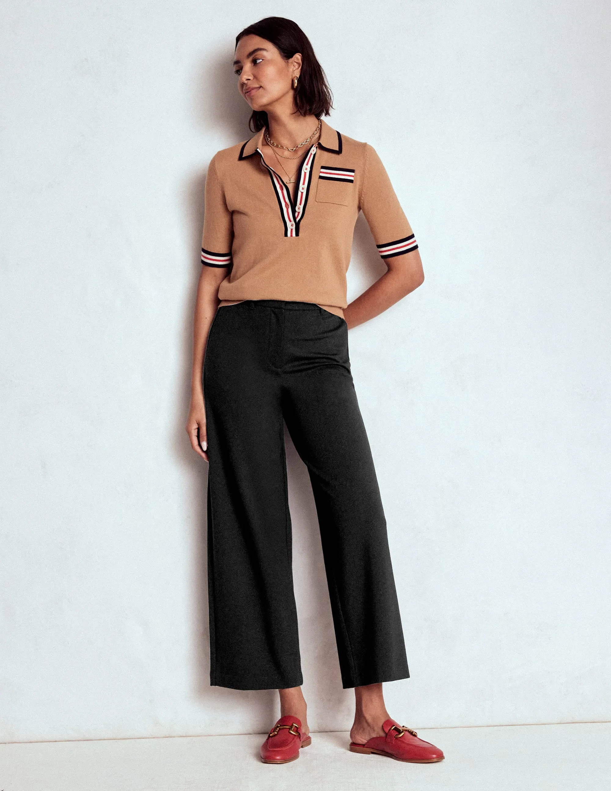 Belgravia Ponte Crop Trousers-BLACK smart casual