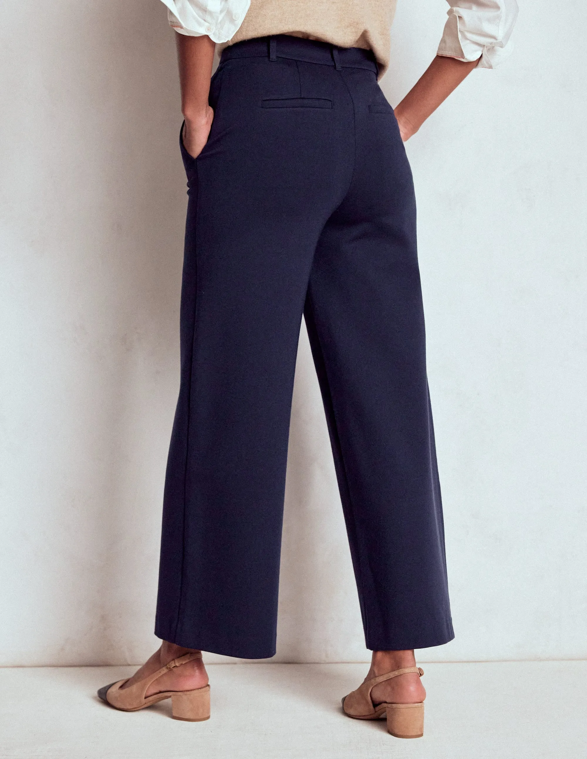 Belgravia Ponte Crop Trousers-Navy soft touch