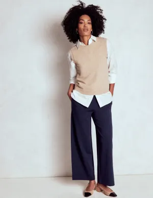 Belgravia Ponte Crop Trousers-Navy quick dry