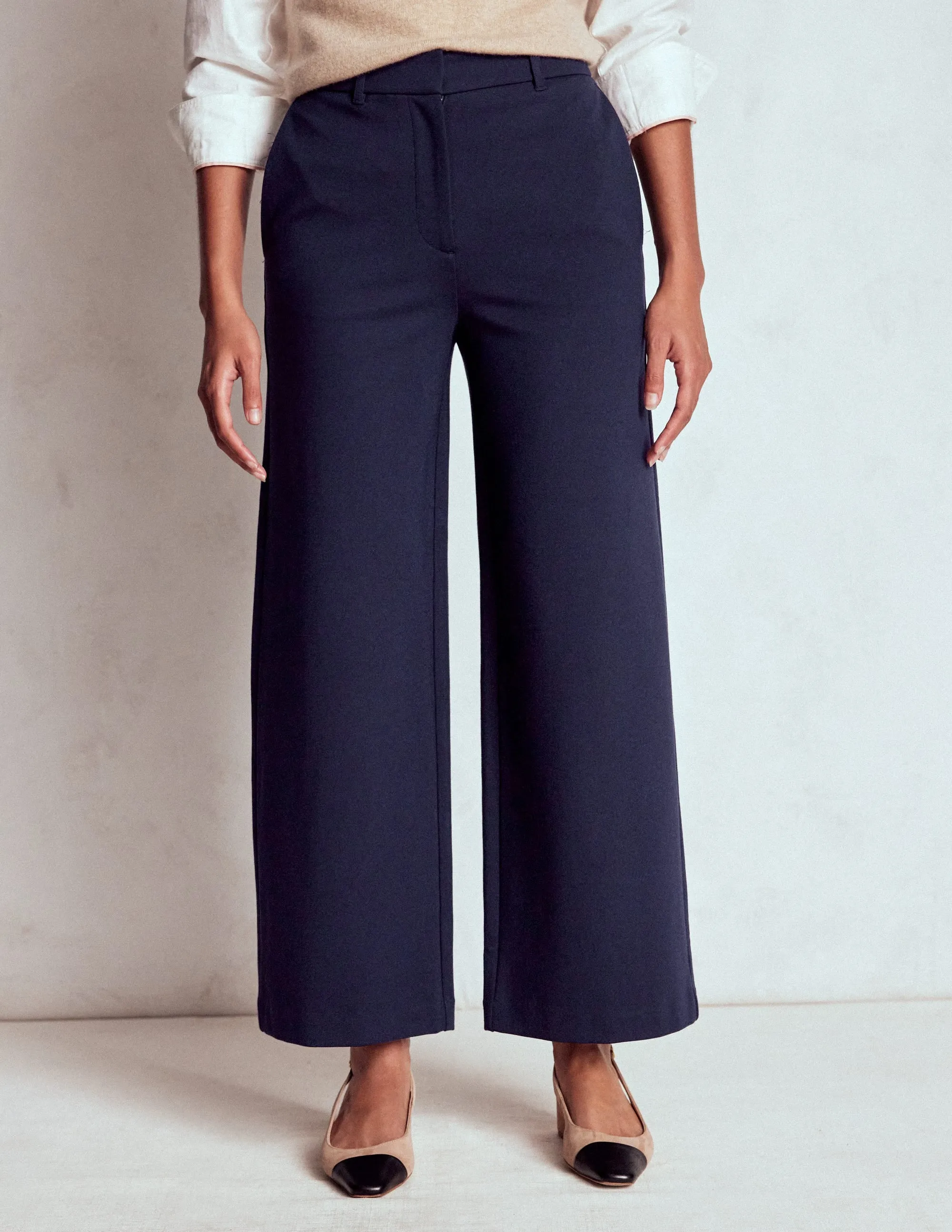 Belgravia Ponte Crop Trousers-Navy smart fabric