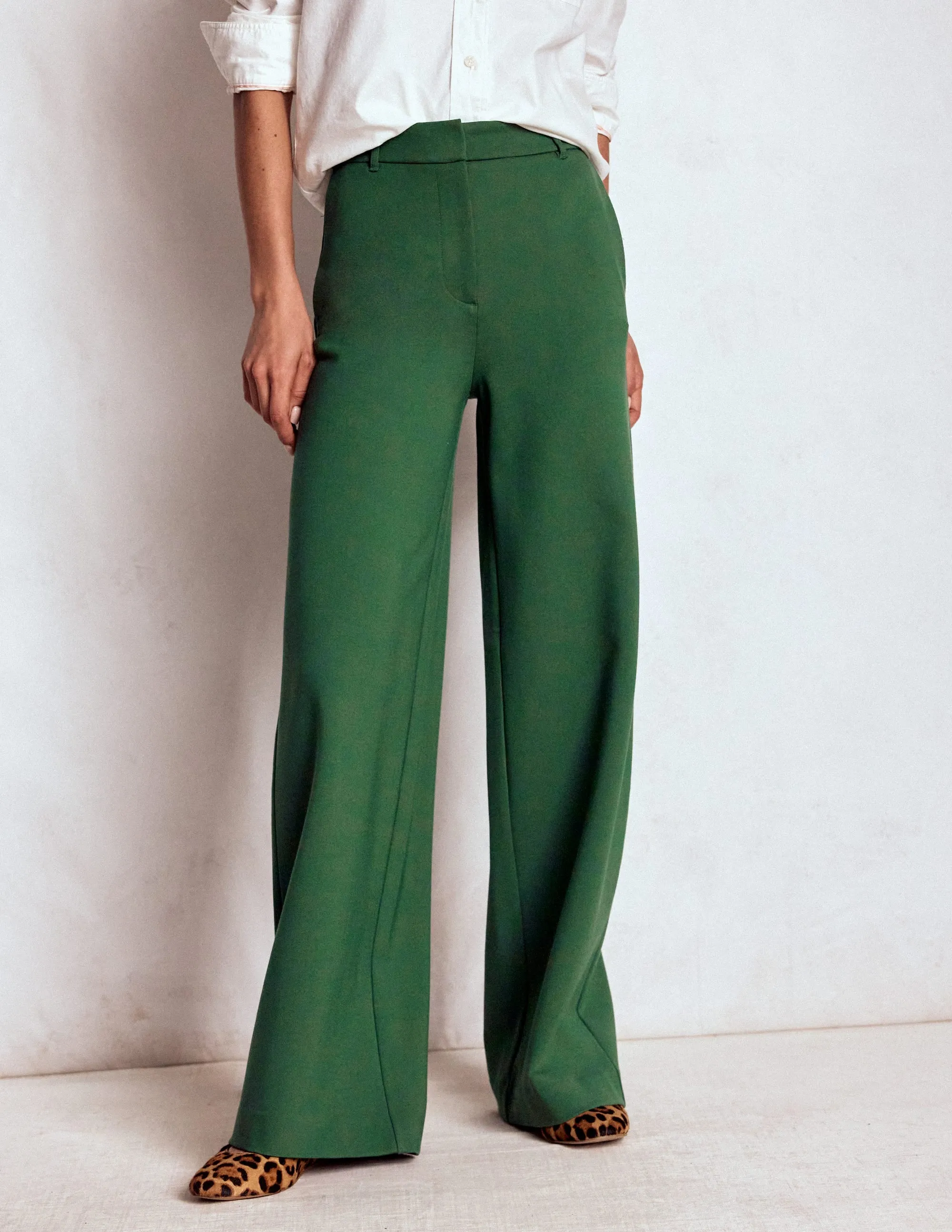 Belgravia Ponte Trousers-Hunter Green bold logo