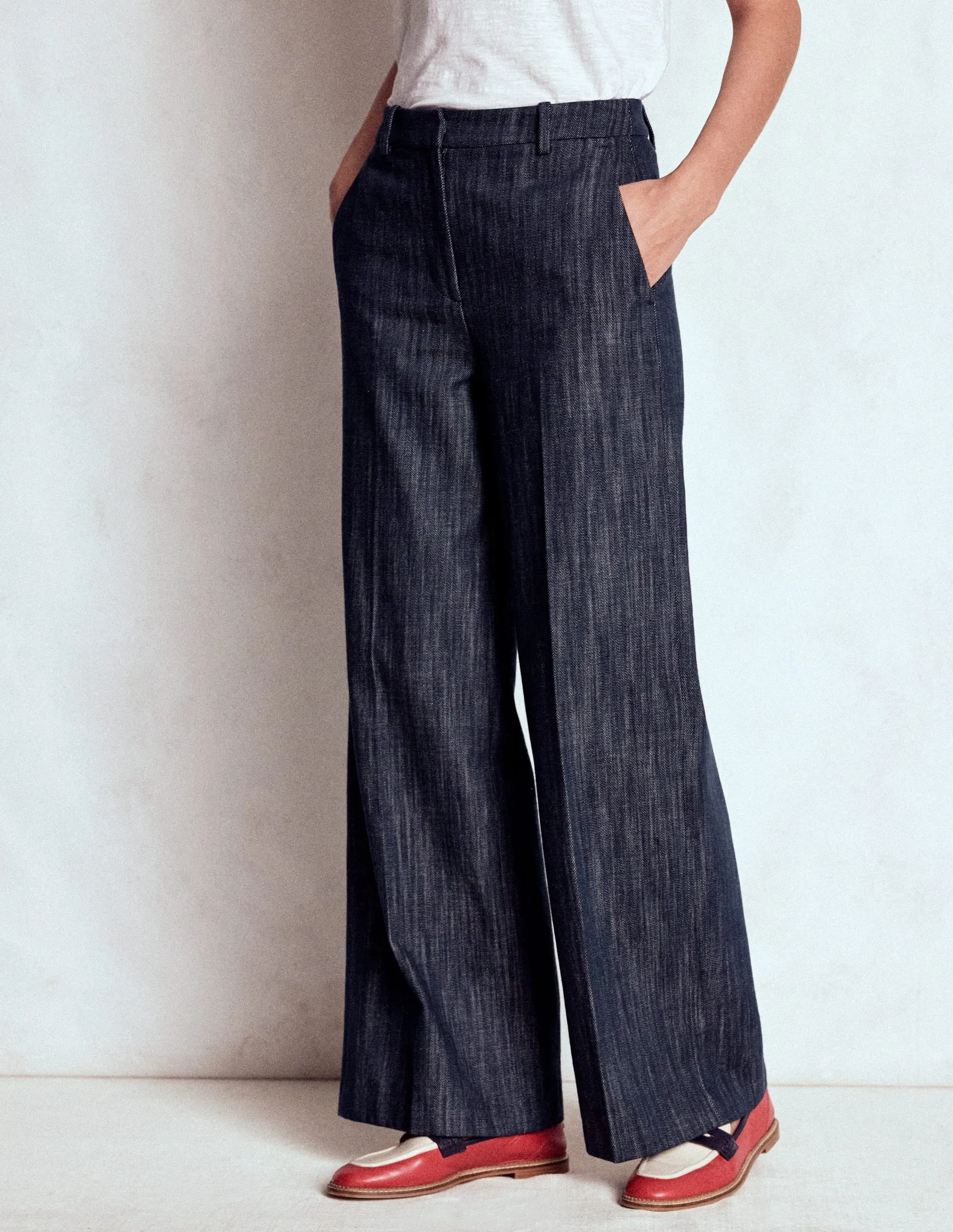 Belgravia Twill Trousers-Navy Indigo decorative buttons