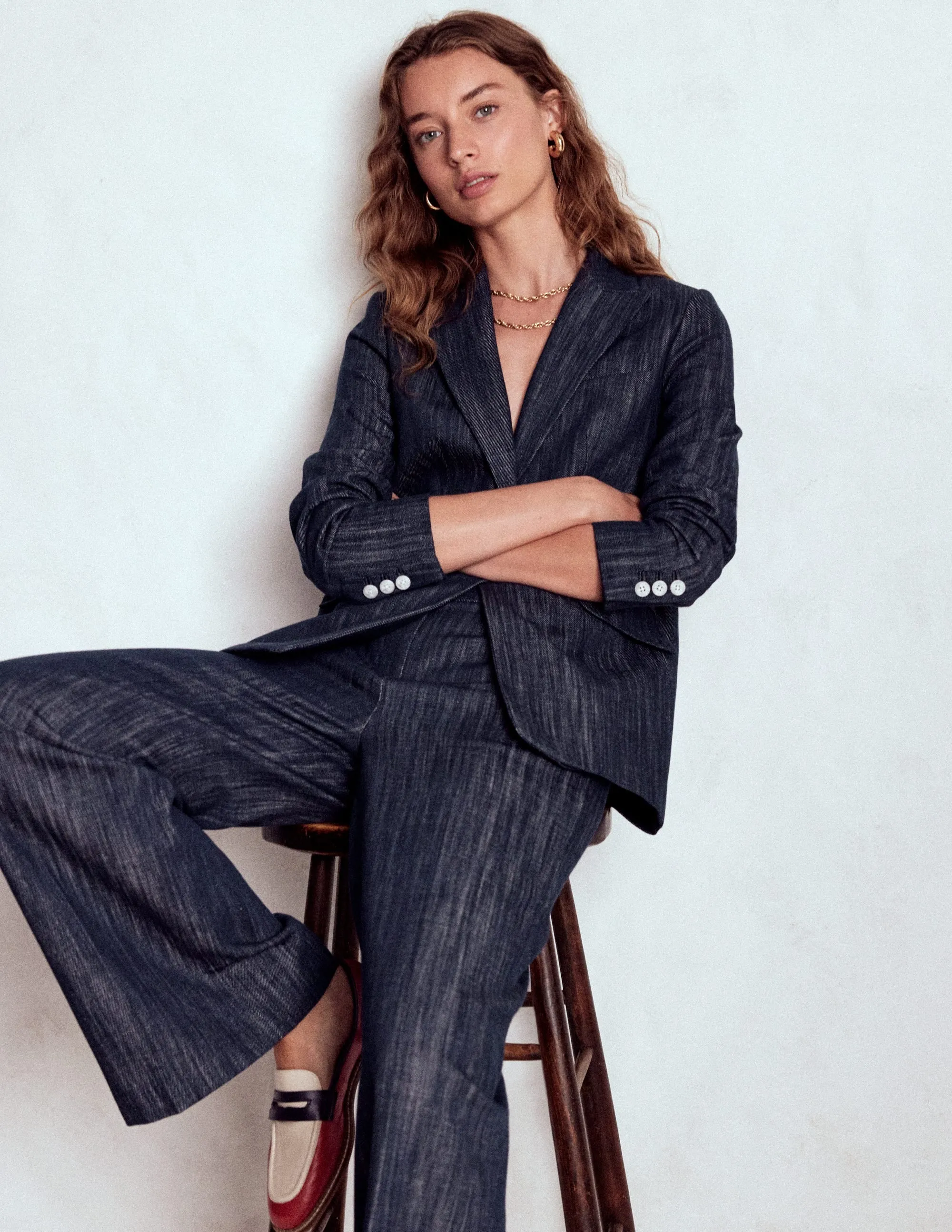 Belgravia Twill Trousers-Navy Indigo retro vibe