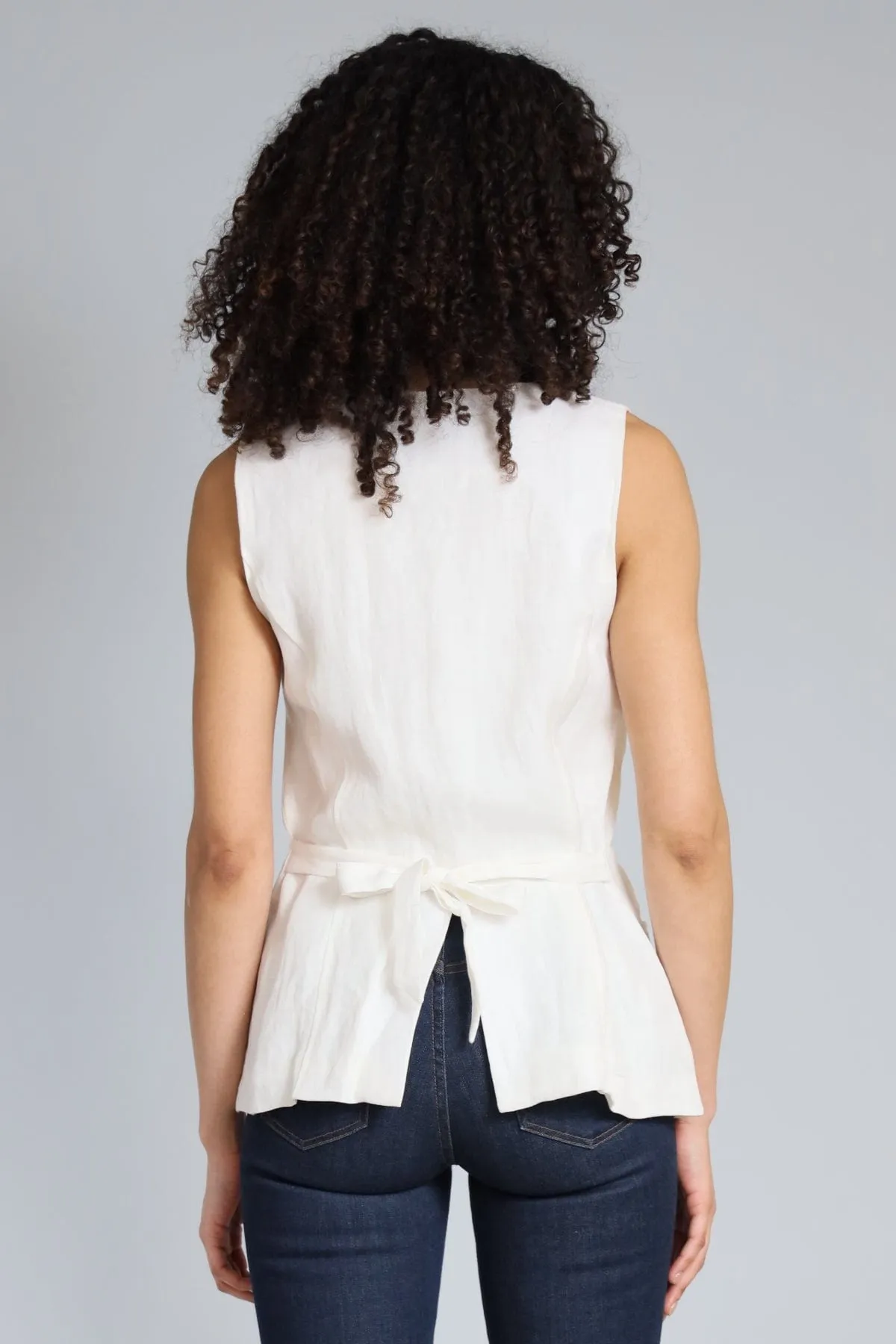 Belted Linen Vest cold season ease