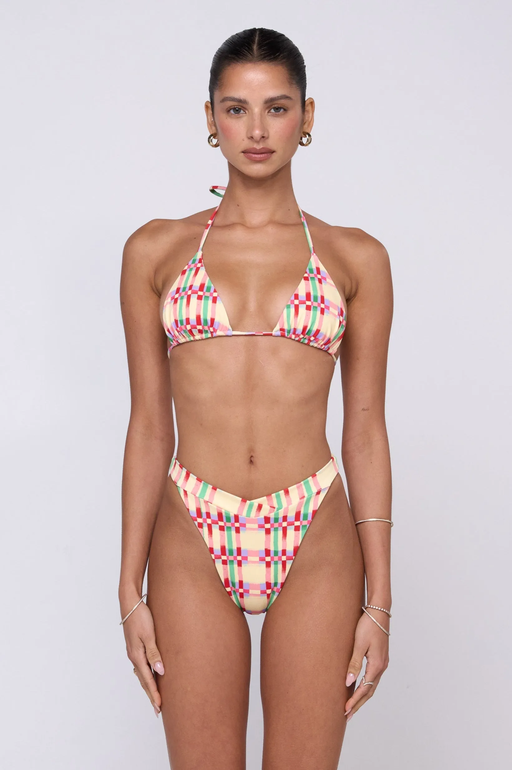 Betsy Bikini Bottom in Plaid Flexible sport